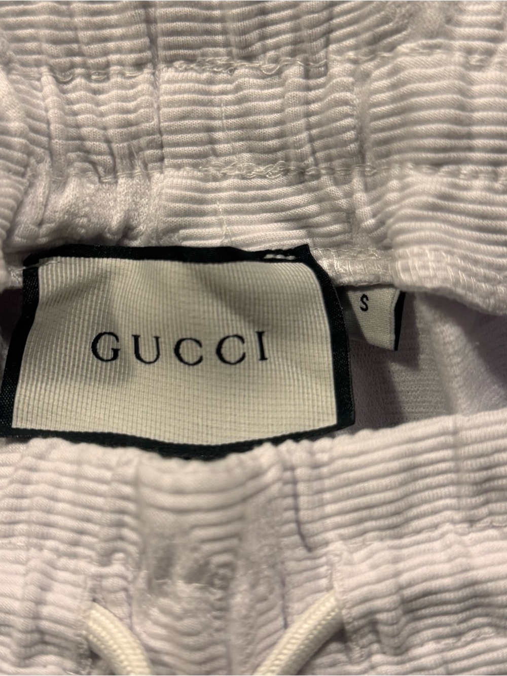 Gucci Men’s Small White GG Monogram Shorts with Signature Stripe - Picture 4 of 4